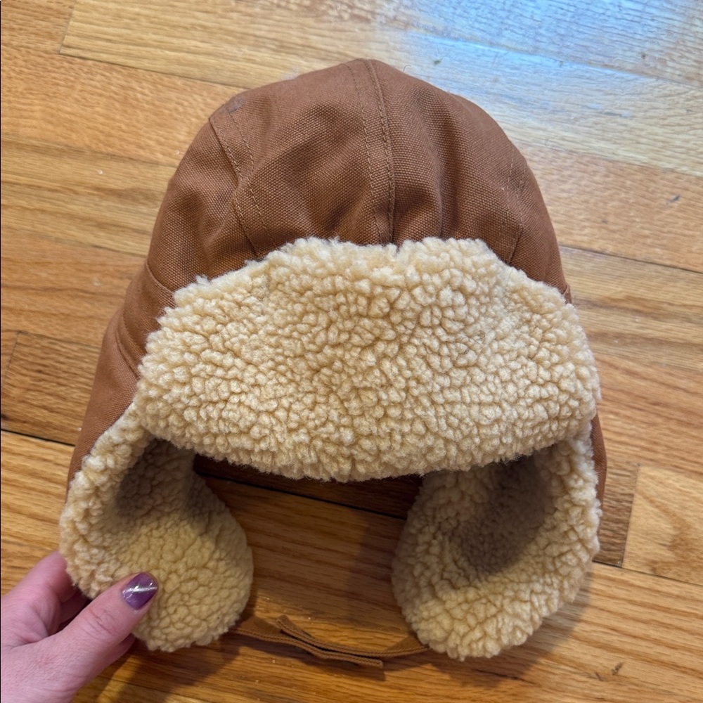 Levi’s Tan Sherpa-Lined Trapper Winter Hat with Cream Lining 50% cotton Unisex